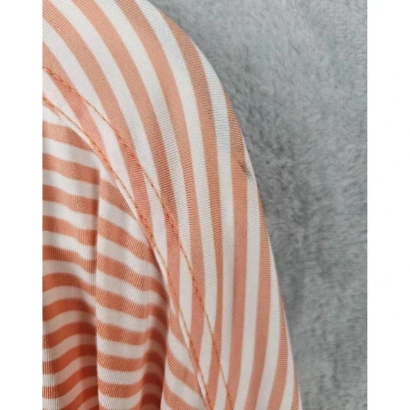 FootJoy Mens ProDry Golf Polo Shirt Large Orange White Striped Short Sleeve FJ - Picture 8 of 8